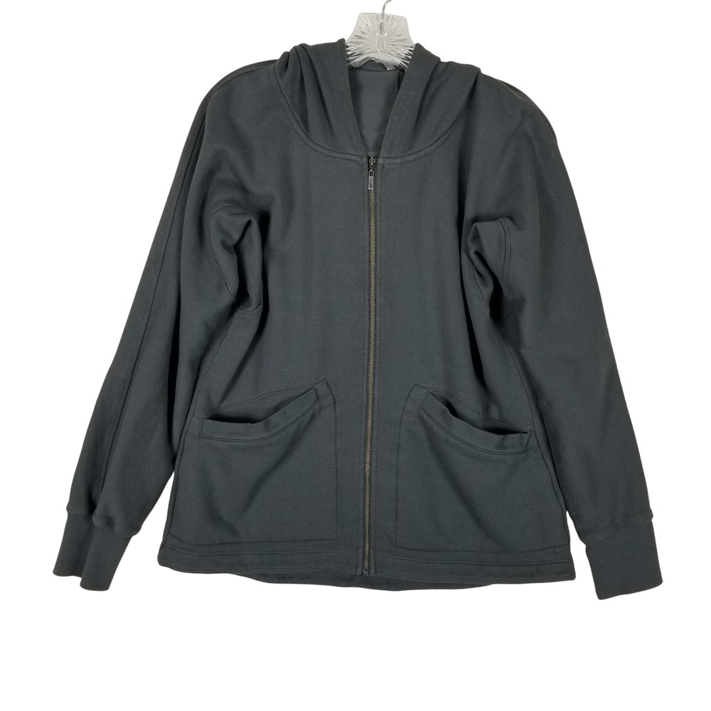 Horny Toad Full Zip Hoodie Womens Small Dark Grey Organic Cotton Fleece Lined